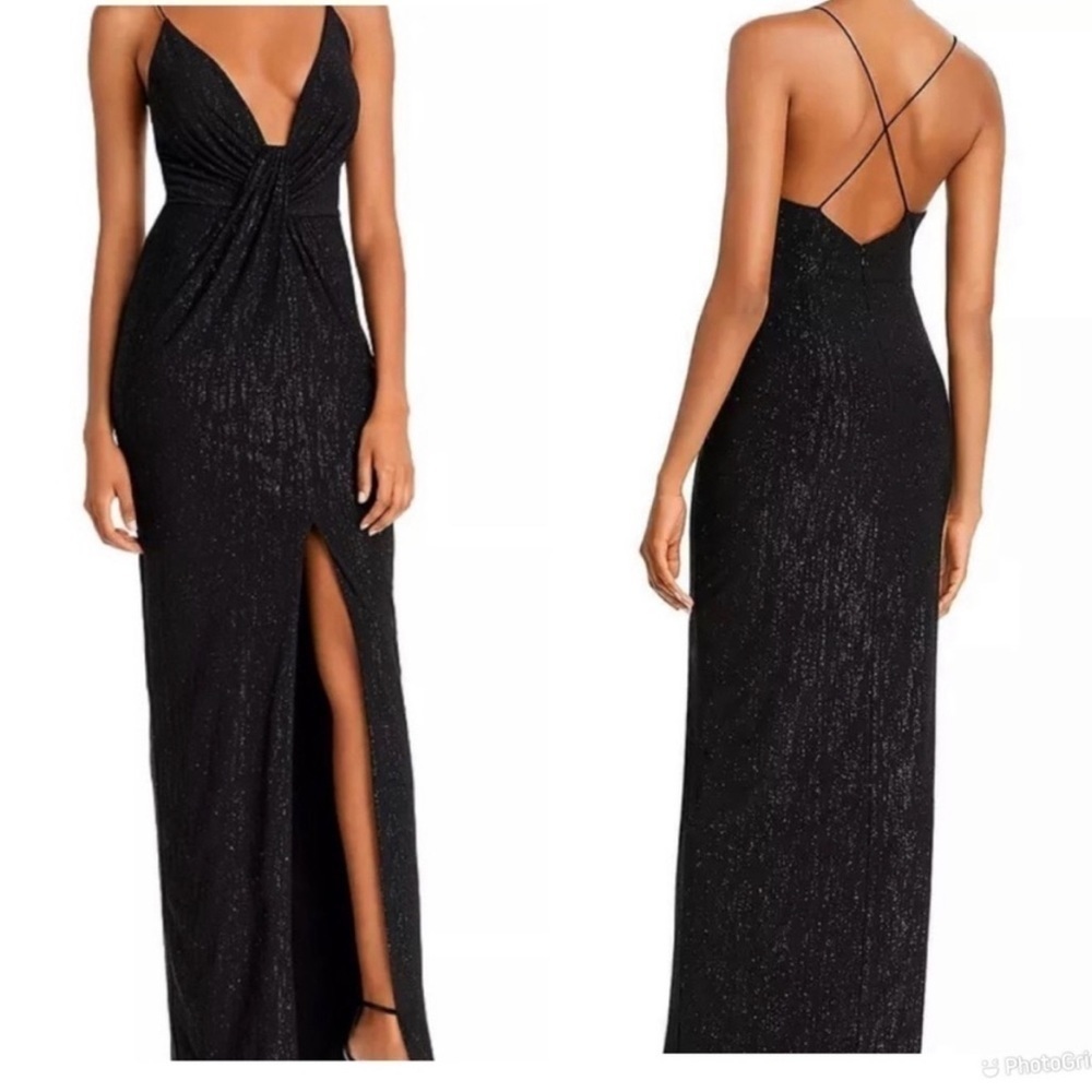 Aidan Mattox Metallic Drape Gown